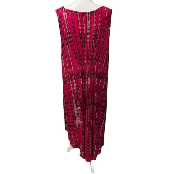 Soft Surroundings Tie Dye Flowy Dress Sz 3X 100% Rayon Asymmetrical Cinched Back - Picture 8 of 13